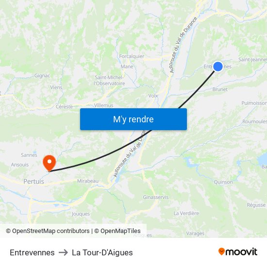 Entrevennes to La Tour-D'Aigues map
