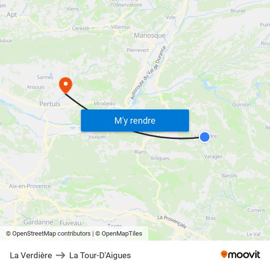 La Verdière to La Tour-D'Aigues map