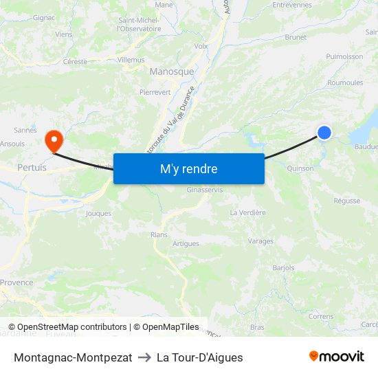 Montagnac-Montpezat to La Tour-D'Aigues map