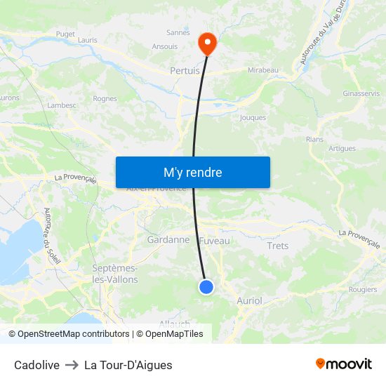 Cadolive to La Tour-D'Aigues map