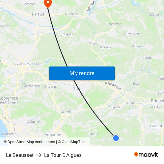 Le Beausset to La Tour-D'Aigues map