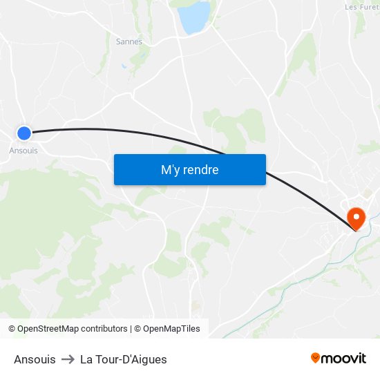 Ansouis to La Tour-D'Aigues map