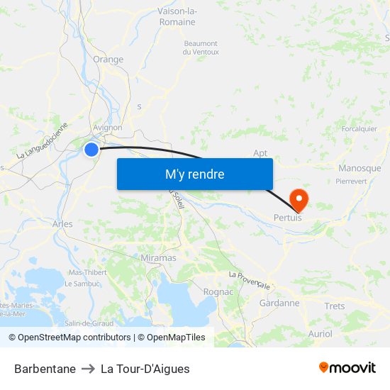Barbentane to La Tour-D'Aigues map