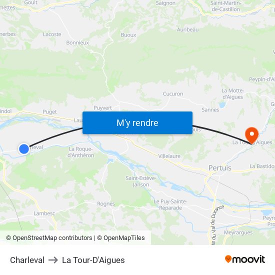 Charleval to La Tour-D'Aigues map