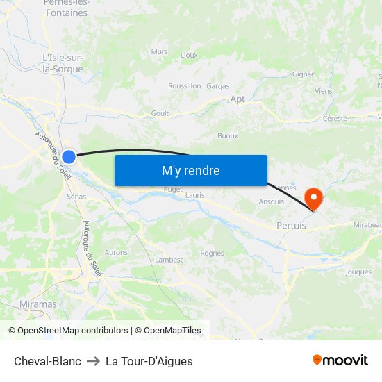 Cheval-Blanc to La Tour-D'Aigues map