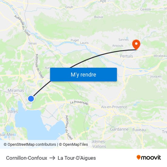 Cornillon-Confoux to La Tour-D'Aigues map