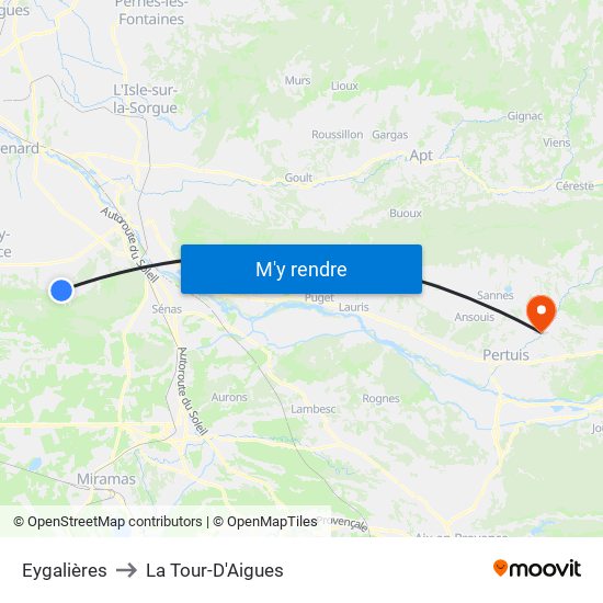 Eygalières to La Tour-D'Aigues map