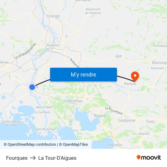 Fourques to La Tour-D'Aigues map