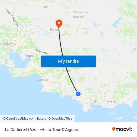 La Cadière-D'Azur to La Tour-D'Aigues map