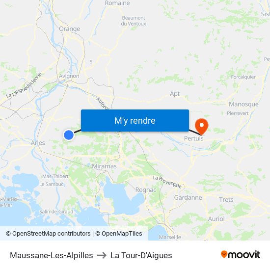 Maussane-Les-Alpilles to La Tour-D'Aigues map