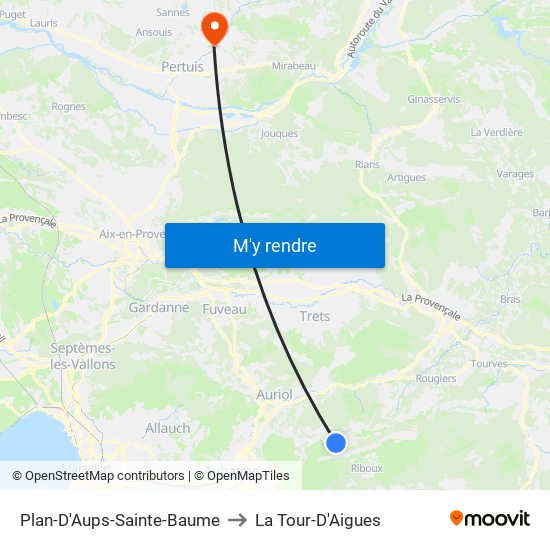 Plan-D'Aups-Sainte-Baume to La Tour-D'Aigues map