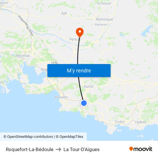 Roquefort-La-Bédoule to La Tour-D'Aigues map