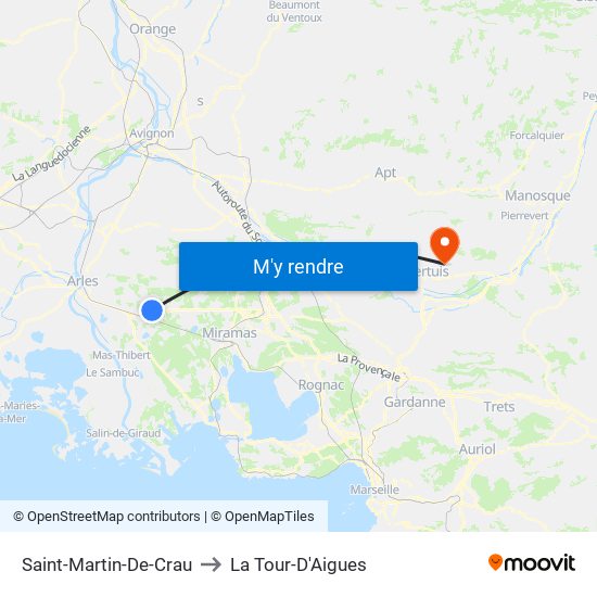 Saint-Martin-De-Crau to La Tour-D'Aigues map