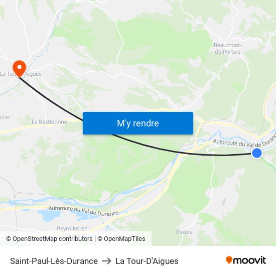 Saint-Paul-Lès-Durance to La Tour-D'Aigues map