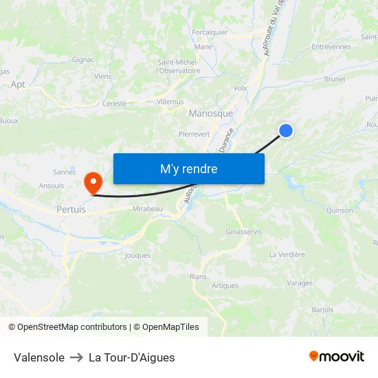 Valensole to La Tour-D'Aigues map