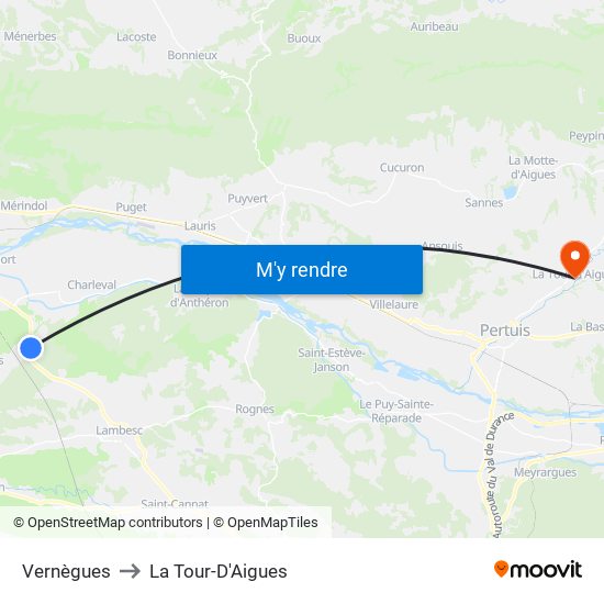 Vernègues to La Tour-D'Aigues map