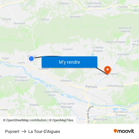 Puyvert to La Tour-D'Aigues map