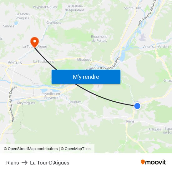 Rians to La Tour-D'Aigues map