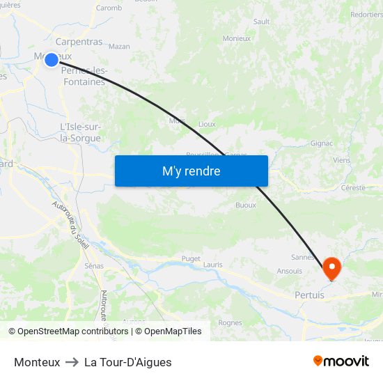 Monteux to La Tour-D'Aigues map