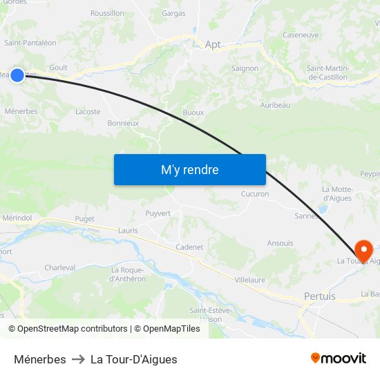 Ménerbes to La Tour-D'Aigues map