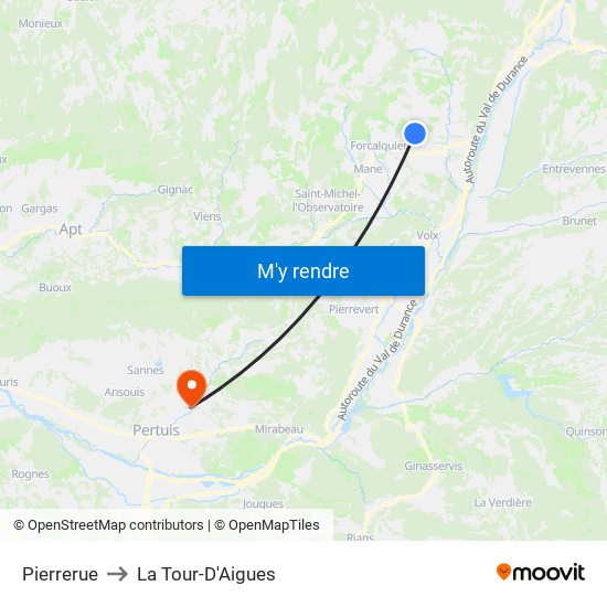Pierrerue to La Tour-D'Aigues map