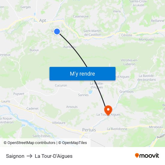 Saignon to La Tour-D'Aigues map
