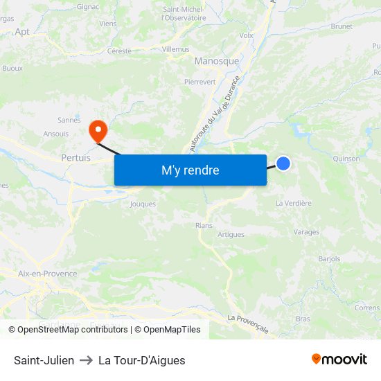 Saint-Julien to La Tour-D'Aigues map