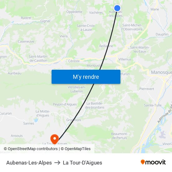 Aubenas-Les-Alpes to La Tour-D'Aigues map