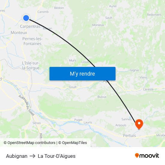 Aubignan to La Tour-D'Aigues map