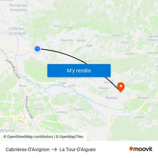 Cabrières-D'Avignon to La Tour-D'Aigues map