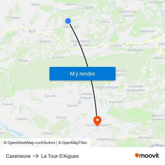 Caseneuve to La Tour-D'Aigues map