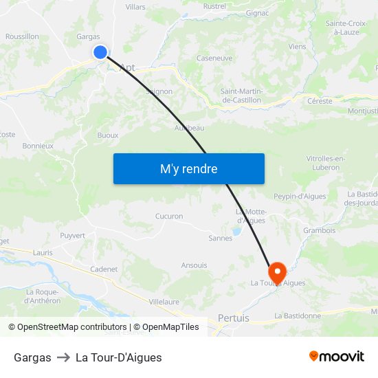 Gargas to La Tour-D'Aigues map