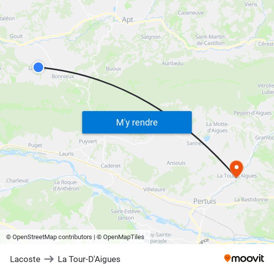 Lacoste to La Tour-D'Aigues map