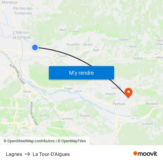 Lagnes to La Tour-D'Aigues map