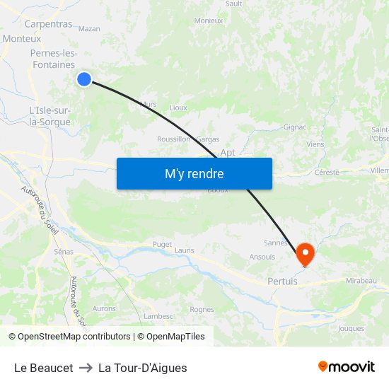 Le Beaucet to La Tour-D'Aigues map