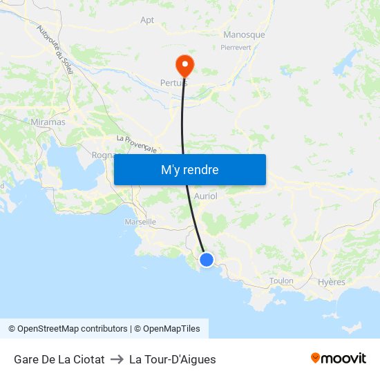 Gare De La Ciotat to La Tour-D'Aigues map