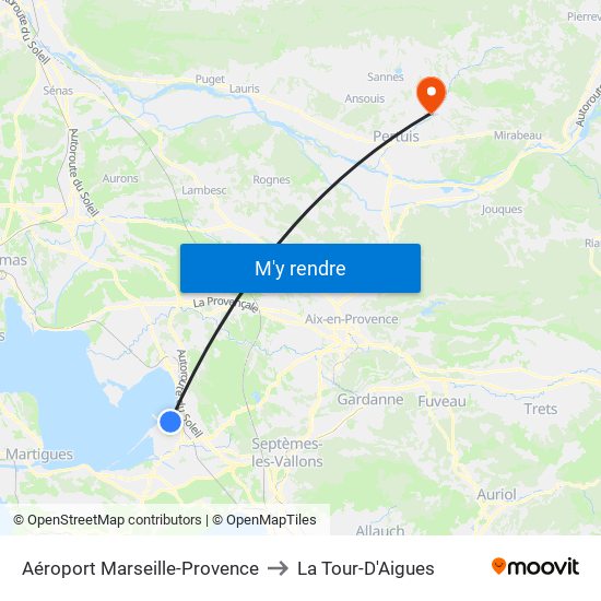 Aéroport Marseille-Provence to La Tour-D'Aigues map