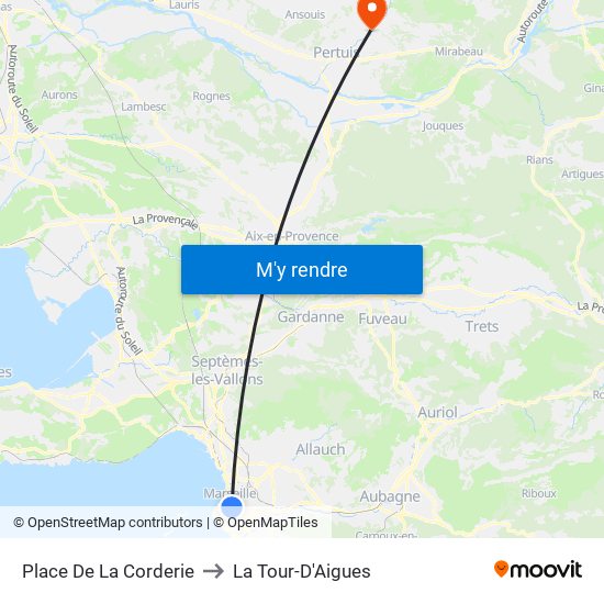 Place De La Corderie to La Tour-D'Aigues map