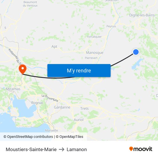 Moustiers-Sainte-Marie to Lamanon map