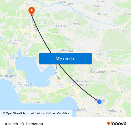 Allauch to Lamanon map