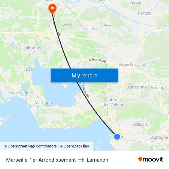 Marseille, 1er Arrondissement to Lamanon map