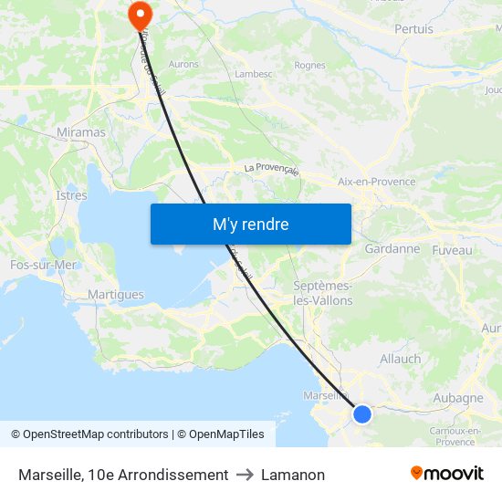 Marseille, 10e Arrondissement to Lamanon map