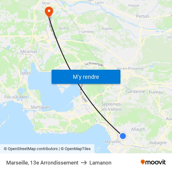 Marseille, 13e Arrondissement to Lamanon map