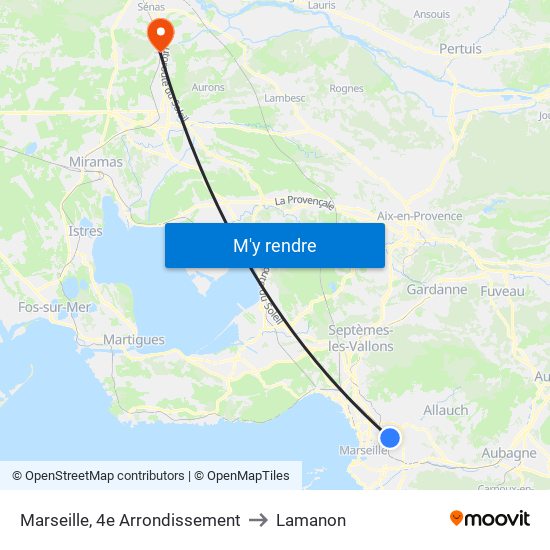 Marseille, 4e Arrondissement to Lamanon map