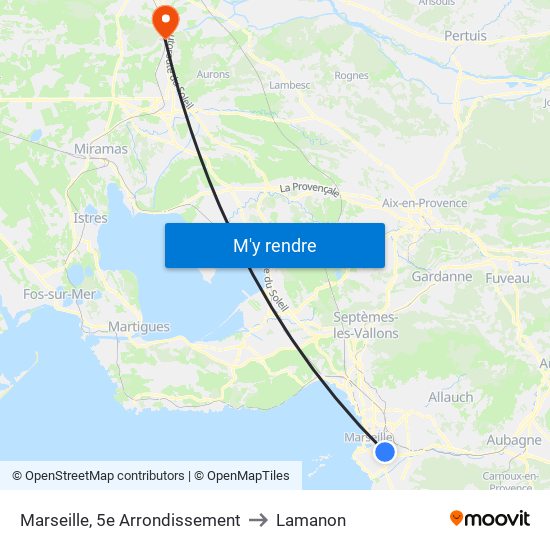 Marseille, 5e Arrondissement to Lamanon map