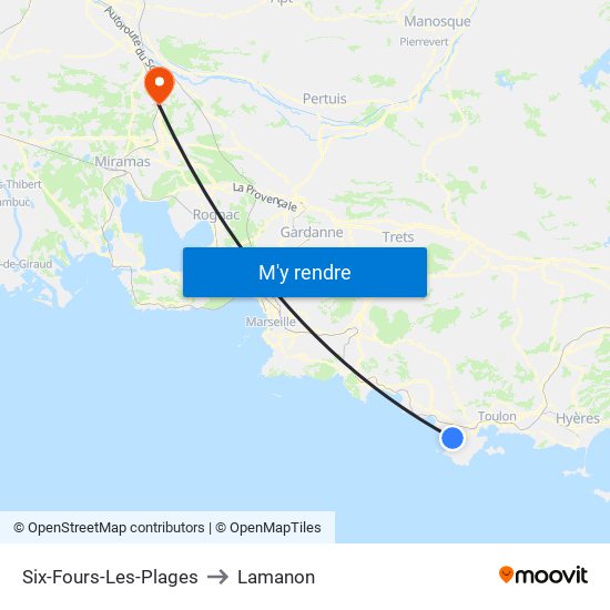 Six-Fours-Les-Plages to Lamanon map