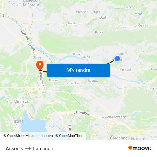 Ansouis to Lamanon map