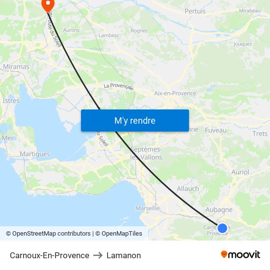 Carnoux-En-Provence to Lamanon map