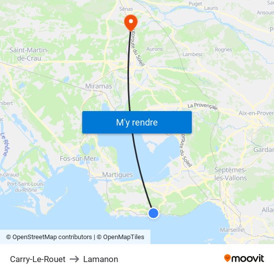 Carry-Le-Rouet to Lamanon map