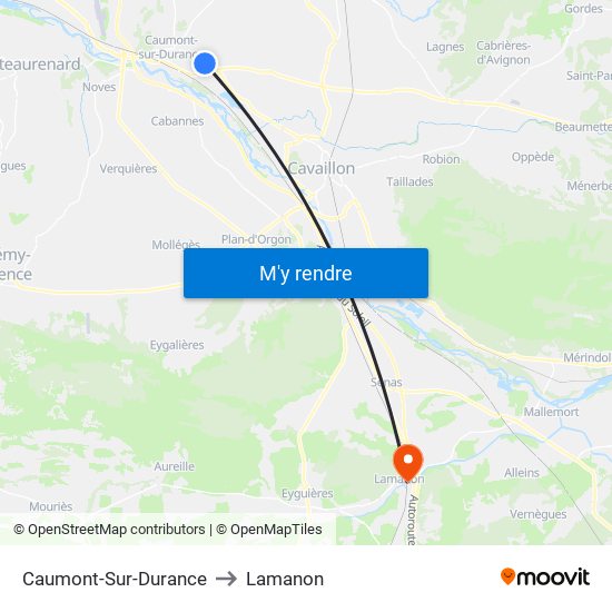 Caumont-Sur-Durance to Lamanon map